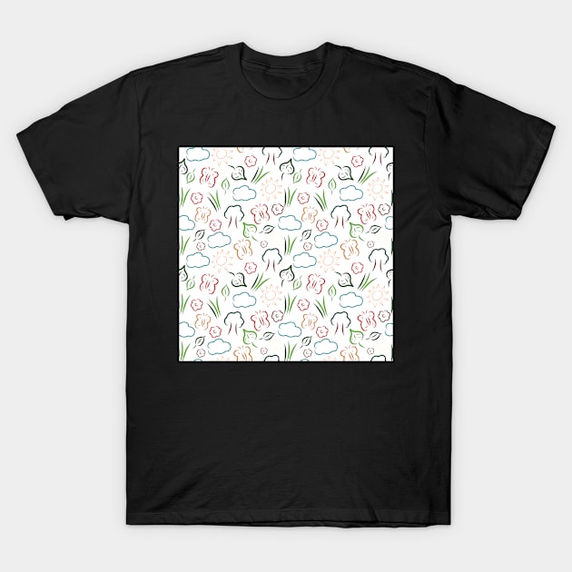 seamless nature elements pattern T-Shirt by sigdesign